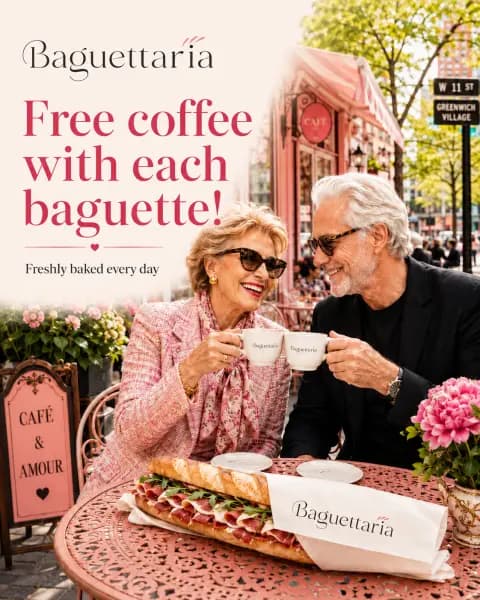 Free coffee with baguettes thumbnail