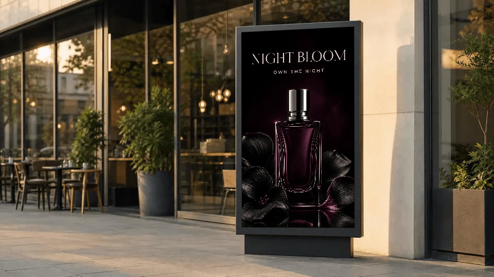 Result: Night Bloom artwork fitted inside the photographed display